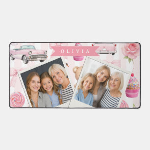 Personalisierter Rosa Flirt Retro Süßer Teddybär Schreibtischunterlage