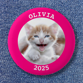 Personalisierter, rosa Foto Button