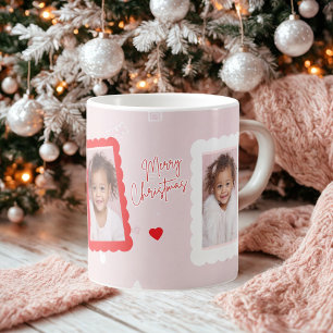 Personalisierter Rosa Frohe Weihnachten Foto   Fa  Kaffeetasse