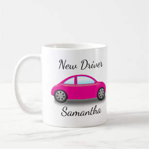 Personalisierter rosa Führerschein für Fahranfänge Kaffeetasse