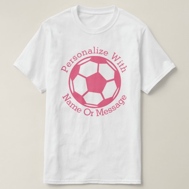 PERSONALISIERTER rosa Fußballball T-Shirt (Design vorne)