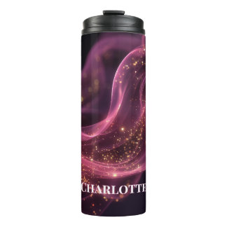 Personalisierter Rosa Galaxy Glitzer Name Benutzer Thermosbecher