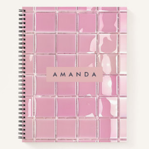 Personalisierter rosa Glasfliesen-Stil Notizbuch