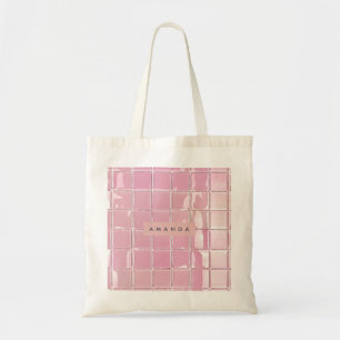Personalisierter Rosa-Glasfliesen-Stil Tragetasche