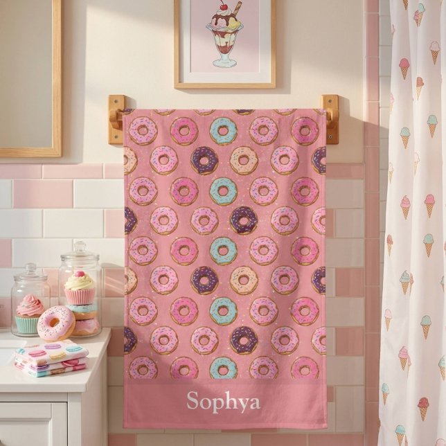Personalisierter rosa Glitter-Donut  Badehandtuch (Von Creator hochgeladen)