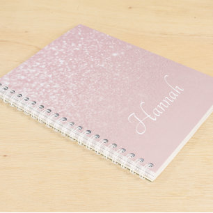 Personalisierter Rosa Glitter Ombre Notizbuch