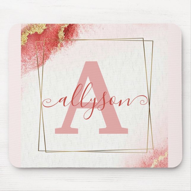 Personalisierter Rosa-Glitzer Mousepad (Vorne)