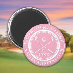 Personalisierter rosa Golfclub-Name Magnet