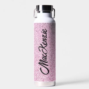 Personalisierter Rosa & Grüner Glitter Trinkflasche