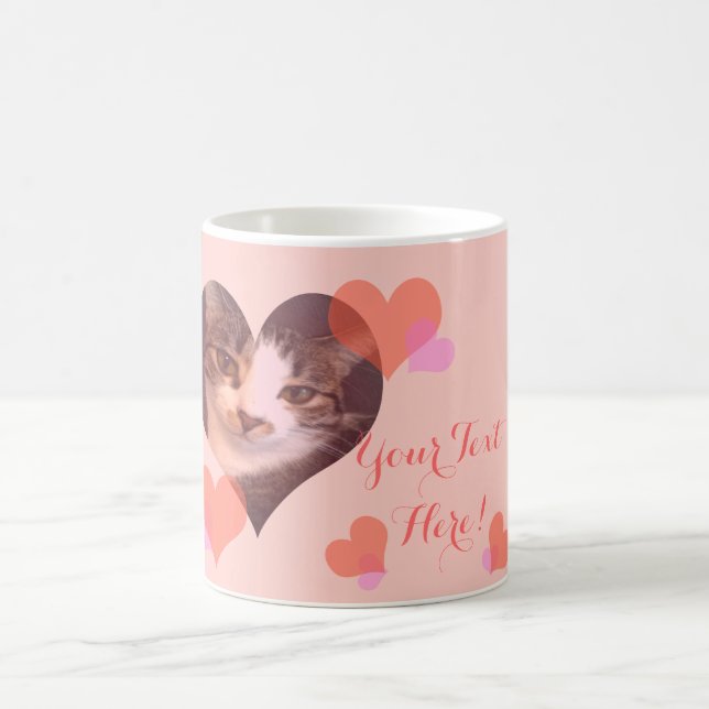 Personalisierter rosa HerzenValentine Kaffeetasse (Mittel)