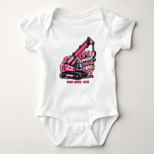 Personalisierter rosa kleiner Kran Baby Strampler