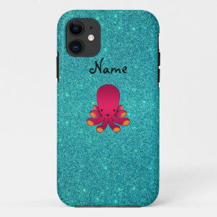 Personalisierter rosa Krakentürkis-NamensGlitter Case-Mate iPhone Hülle