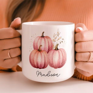 Personalisierter rosa Kürbistassenbecher Kaffeetasse
