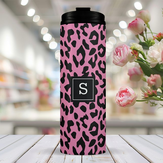 Personalisierter Rosa Leopard Thermosbecher (Von Creator hochgeladen)