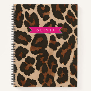 Personalisierter Rosa Leoparden Druck Chic Tiermus Notizbuch