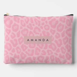 Personalisierter Rosa Leopardenprint Zubehörtasche