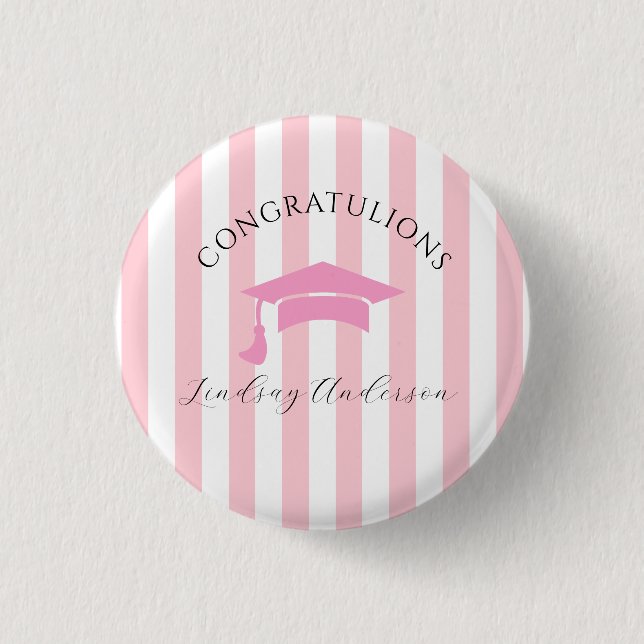 Personalisierter Rosa Mädchen-Abschluss Button (Vorderseite)
