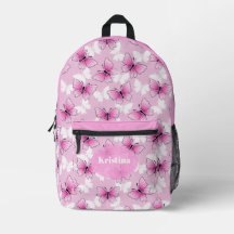 Personalisierter rosa Mädchen-Schmetterling Kawaii