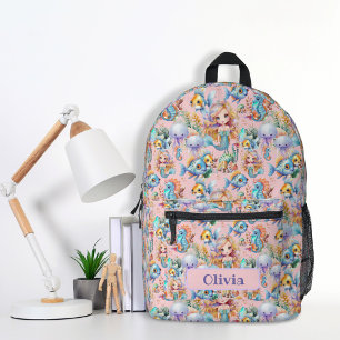 Personalisierter rosa Meerjungfrau-Rucksack Bedruckter Rucksack