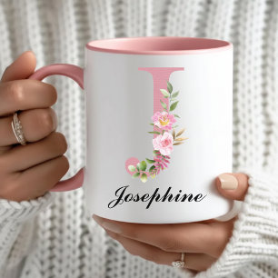 Personalisierter rosa Monogramm-Becher als Geschen Tasse