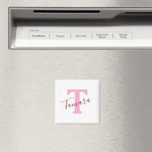 Personalisierter rosa Monogramm-Magnet Benutzerd Magnet