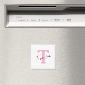 Personalisierter rosa Monogramm-Magnet | Benutzerd Magnet
