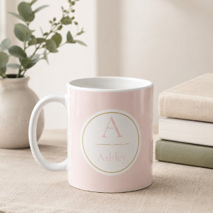 Personalisierter rosa Monogramm-Name Elegant Kaffeetasse