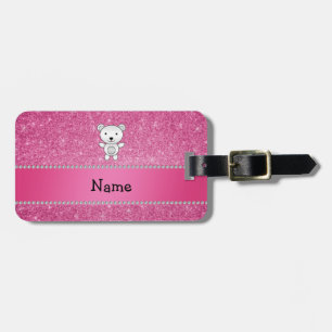 Personalisierter Rosa-NamensGlitter des polaren Gepäckanhänger