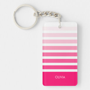 Personalisierter rosa Ombre-Name Schlüsselanhänger