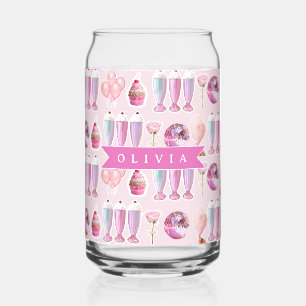 Personalisierter Rosa Retro-Milchshake Niedlich Co Dosenglas
