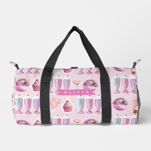 Personalisierter Rosa Retro-Milchshake Niedlich Co Duffle Bag