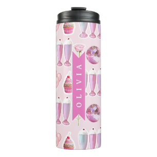 Personalisierter Rosa Retro-Milchshake Süße Coquet Thermosbecher