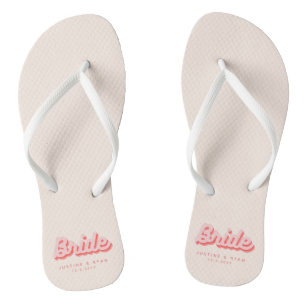 Personalisierter rosa Retro-Strand Flip Flops