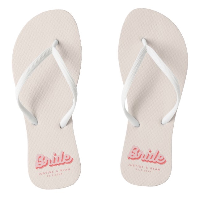 Personalisierter rosa Retro-Strand Flip Flops (Fußbett)