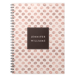 Personalisierter Rosa Rose Gold Lipstick Kiss Notizblock