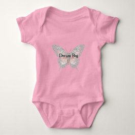 Personalisierter rosa silberner Schmetterling Baby Strampler