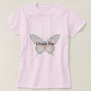Personalisierter rosa silberner Schmetterling T-Shirt