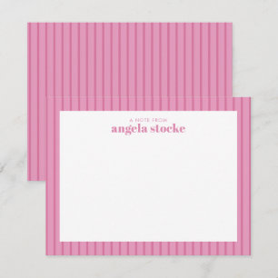 Personalisierter rosa Streifen Mitteilungskarte