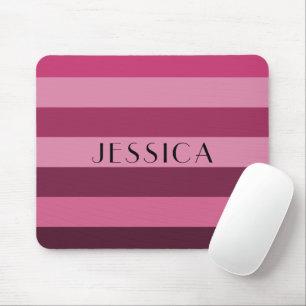 Personalisierter rosa Streifen-Muster-Namen-Druck Mousepad