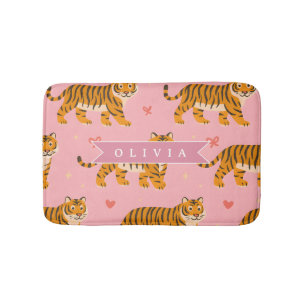 Personalisierter Rosa Tiger Chic Edgy Lustiger Sti Badematte