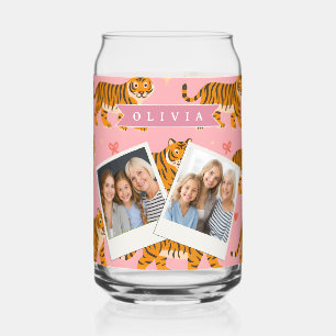 Personalisierter Rosa Tiger Chic Edgy Lustiger Sti Dosenglas