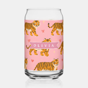 Personalisierter Rosa Tiger Chic Edgy Lustiger Sti Dosenglas