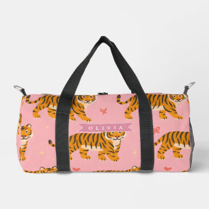 Personalisierter Rosa Tiger Chic Edgy Lustiger Sti Duffle Bag