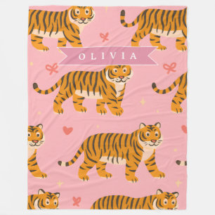 Personalisierter Rosa Tiger Chic Edgy Lustiger Sti Fleecedecke
