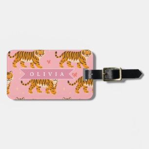 Personalisierter Rosa Tiger Chic Edgy Lustiger Sti Gepäckanhänger