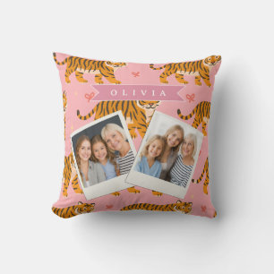 Personalisierter Rosa Tiger Chic Edgy Lustiger Sti Kissen