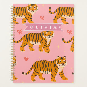 Personalisierter Rosa Tiger Chic Edgy Lustiger Sti Planer