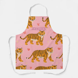 Personalisierter Rosa Tiger Chic Edgy Lustiger Sti Schürze