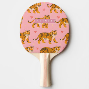 Personalisierter Rosa Tiger Chic Edgy Lustiger Sti Tischtennis Schläger