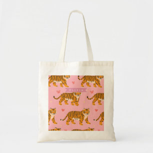 Personalisierter Rosa Tiger Chic Edgy Lustiger Sti Tragetasche